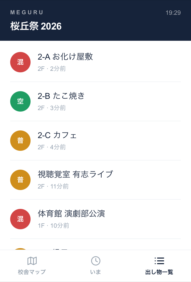 文化祭の出し物一覧